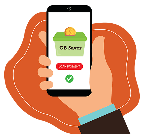 Person holding cell phone in hand with Loan Payment app on screen