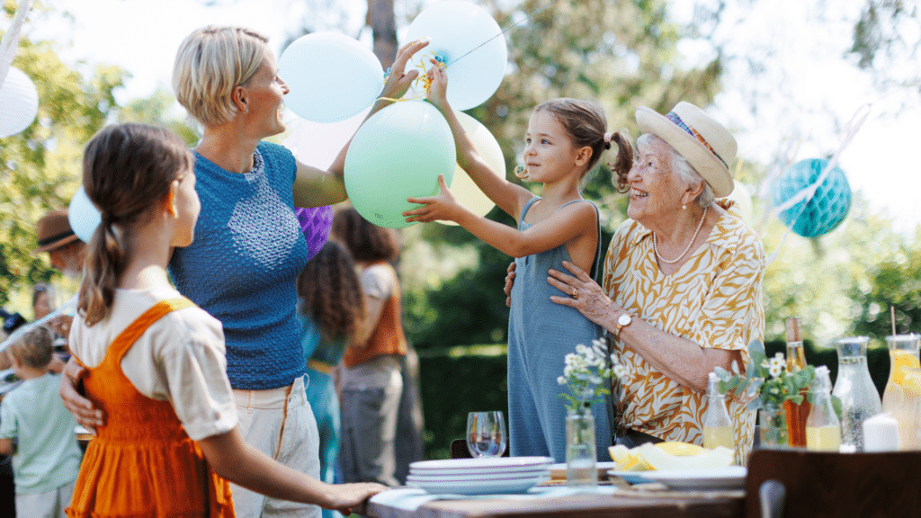 family celebrating at picnic
